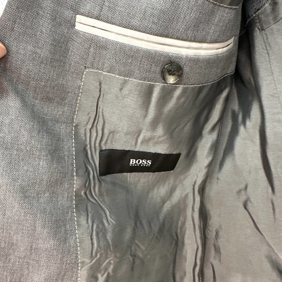 Hugo Boss Blazer Jacket Lapel Collar Buttoned Long Sleeve Formal Gray Size 36R - Picture 9 of 12